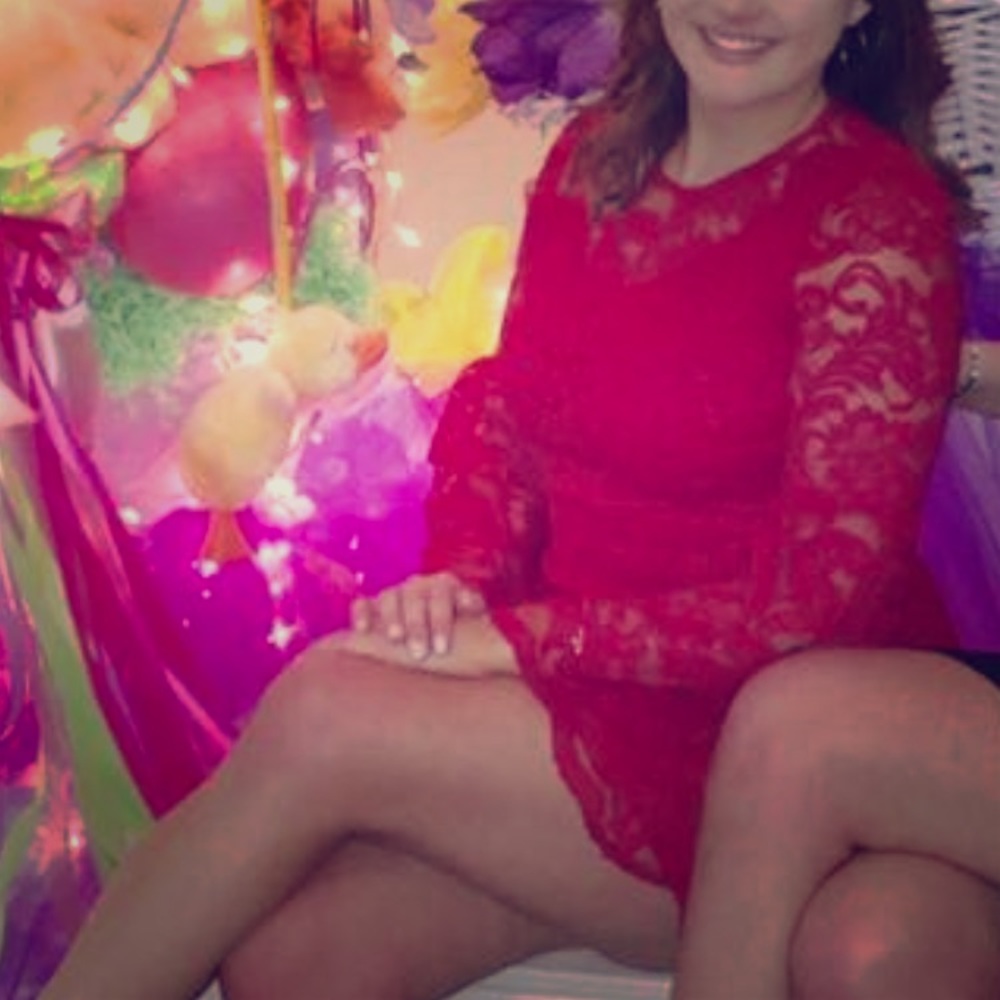 Red midi lace dress